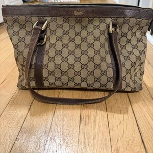 Gucci Tan and Brown Monogram Tote